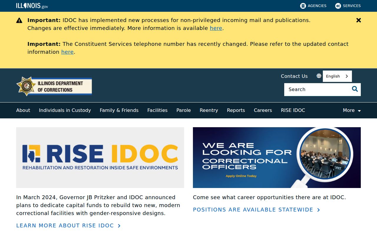 Illinois Department of Corrections official website