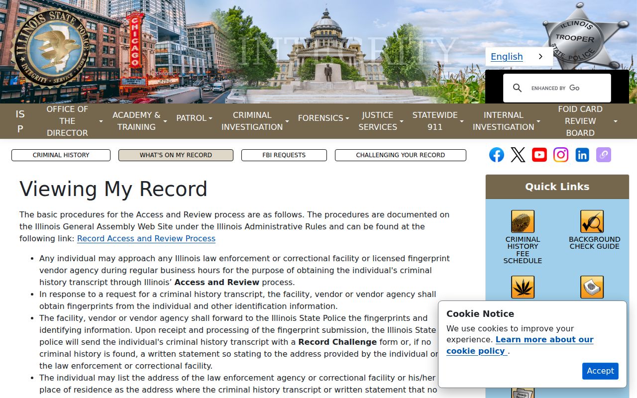Illinois State Police Access and Review information