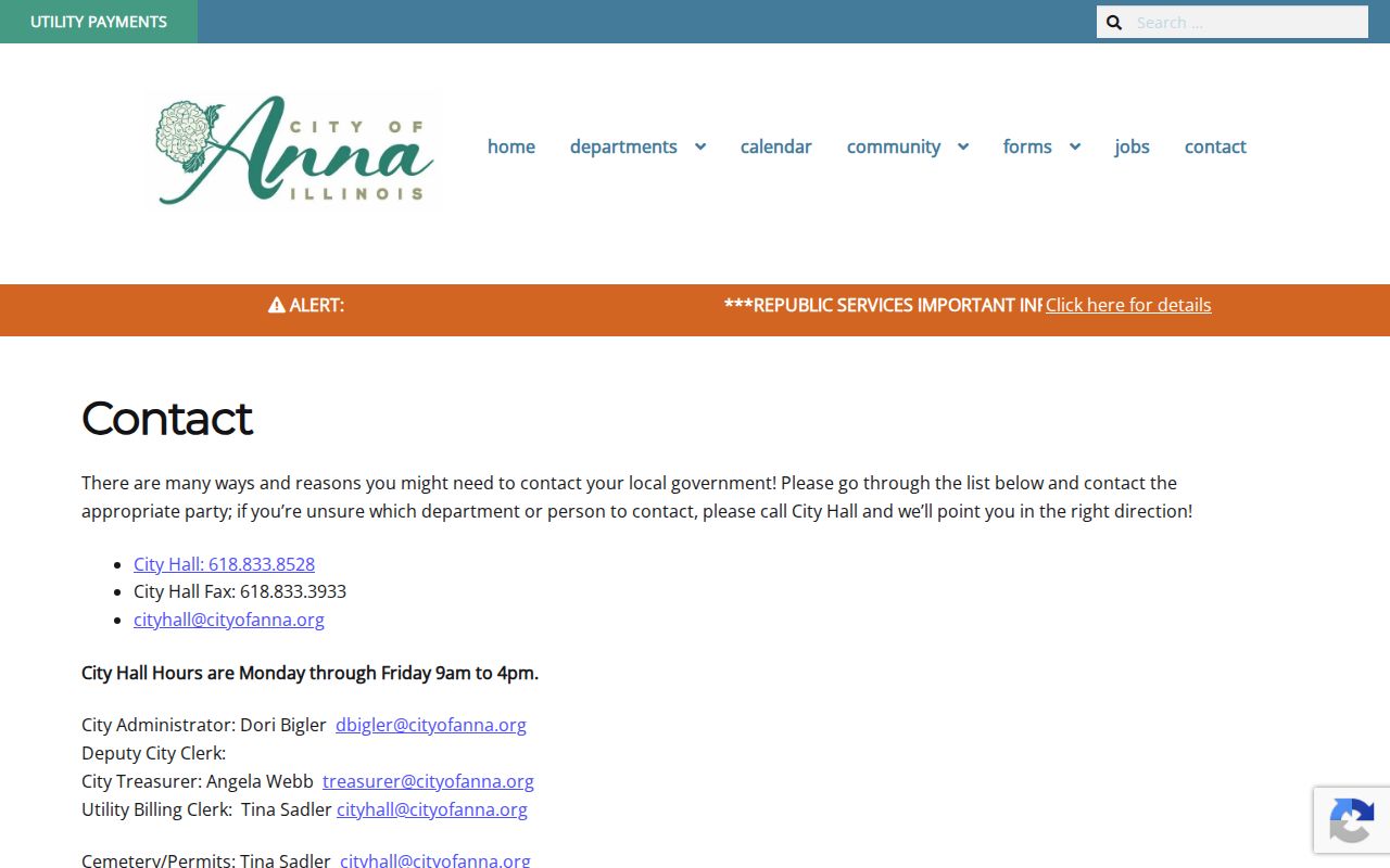 Anna City Hall criminal records request contacts