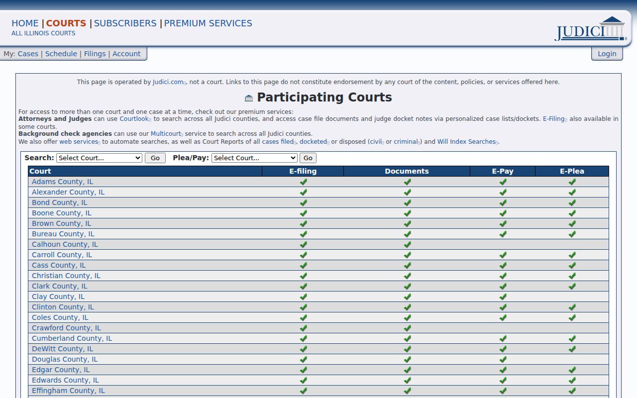 Union County court case lookup through Judici participating courts